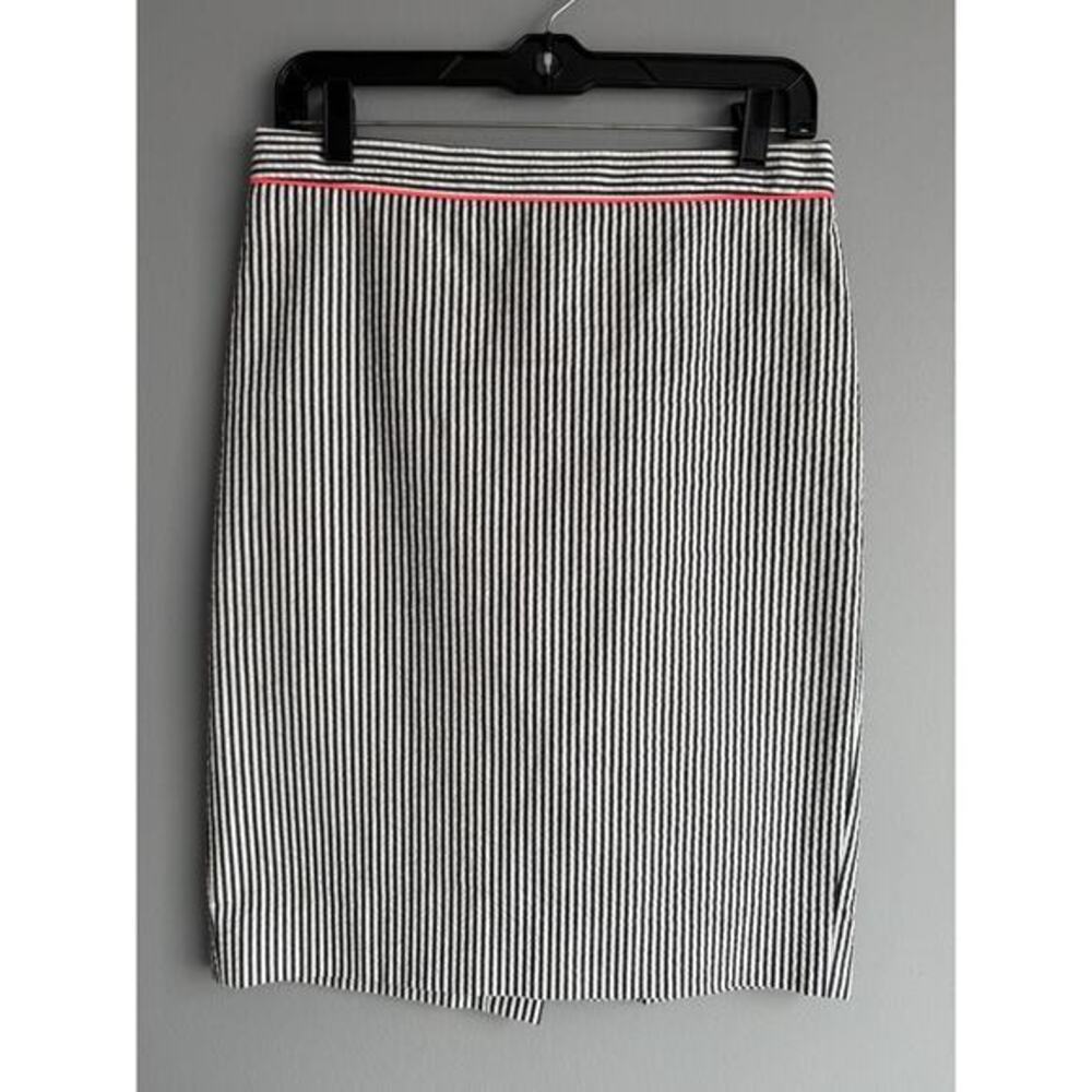 J.Crew No.2 Pencil Skirt Striped Black White Cotton Size 2 Classic Office